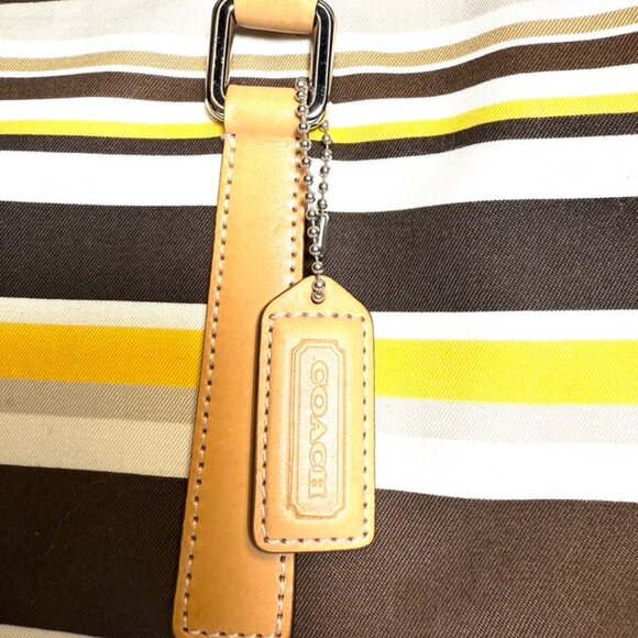 Coach Leather Canvas Striped Brown Yellow & Tan Satchel Bag . New With Tags - Picture 8 of 14